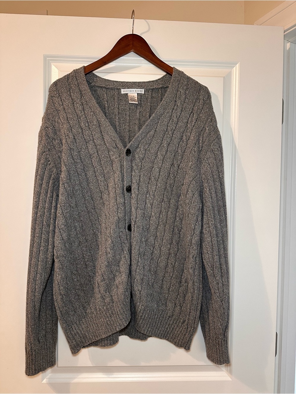 Geoffrey Beene Women’s Gray Cable-Knit Button Cardigan